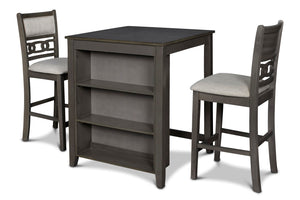 New Classic Furniture Gia 30" Counter Table with 2 Chairs & Stg Shelf Gray D1701-32S-GRY
