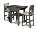 New Classic Furniture Gia 42" Counter Drop Leaf Table with 2 Chairs Gray D1701-42S-GRY