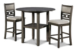 New Classic Furniture Gia 42" Counter Drop Leaf Table with 2 Chairs Gray D1701-42S-GRY
