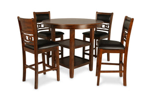 New Classic Furniture Gia Round Counter Dining 5 Pc Set Brown D1701-52S-BRN