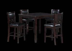 New Classic Furniture Gia 5Pc 42" Square Counter Table & 4 Chairs Ebony D1701-542-EBY