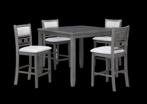 New Classic Furniture Gia 5Pc 42" Square Counter Table & 4 Chairs Gray D1701-542-GRY