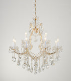 Bethel Gold Chandelier in Metal & Crystal