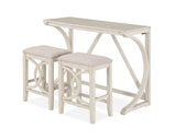 New Classic Furniture Bella Counter Sofa Table With 2 Stools & Usb Port 2 Tone Bisque D324-3P-BSQ