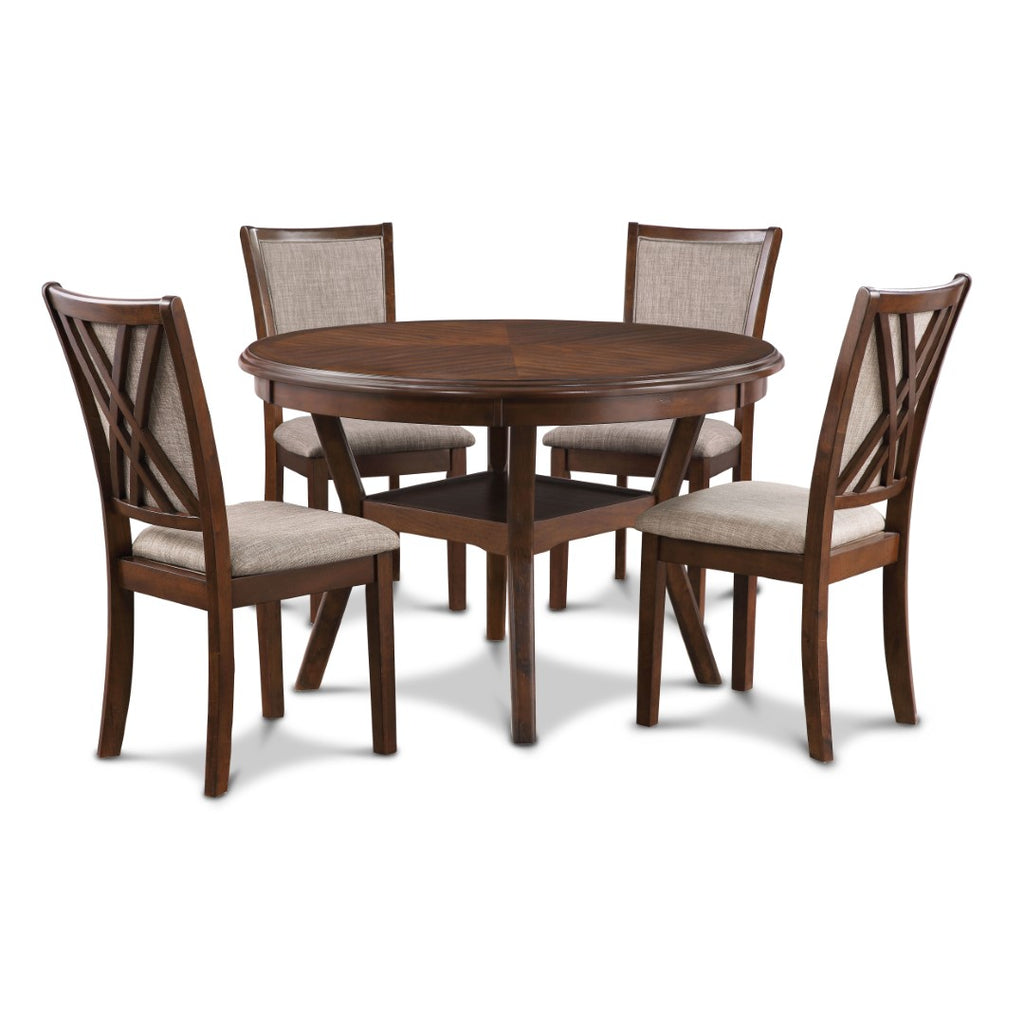 Amy 5-Pc. Dining Set, (Round Glass Table & 4 Side Chairs in Grey)