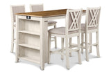 New Classic Furniture Amy 60" Counter Table+Chairs with Stg (5 Pc) 2 Tone Bisque D3651-60CS-BSQ