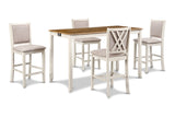 New Classic Furniture Amy 60" Counter Table+Chairs with Stg (5 Pc) 2 Tone Bisque D3651-60CS-BSQ