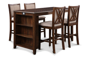 New Classic Furniture Amy 60" Counter Table+Chairs with Stg (5 Pc) Cherry D3651-60CS-CHY