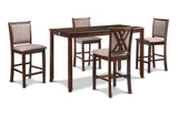 New Classic Furniture Amy 60" Counter Table+Chairs with Stg (5 Pc) Cherry D3651-60CS-CHY