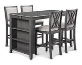 New Classic Furniture Amy 60" Counter Table+Chairs with Stg (5 Pcs) Gray D3651-60CS-GRY