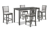 New Classic Furniture Amy 60" Counter Table+Chairs with Stg (5 Pcs) Gray D3651-60CS-GRY