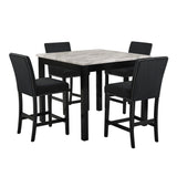 New Classic Furniture Celeste 5Pc 42" Marble Finish Counter Table & 4 Chairs Black D400-52S-BLK