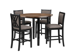 New Classic Furniture Potomac 42" Round Counter Table & 4 Chairs Brown/Black D4832B-42S-CTR