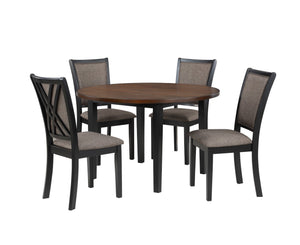 New Classic Furniture Potomac 48" Round Dining Table & 4 Chairs Brown/Black D4832B-48S-RND