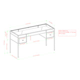 56" 2 Drawer Glass Top Desk Gray Wash