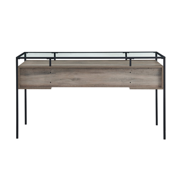 D56FUL2DGTGW - 56" 2 Drawer Glass Top Desk Dark Walnut