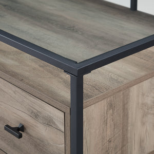 D56FUL2DGTGW - 56" 2 Drawer Glass Top Desk Dark Walnut