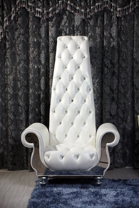 VIG Furniture Divani Casa Luxe - Neo-Classical Pearl White Italian Leather Tall Chair VGKND6032