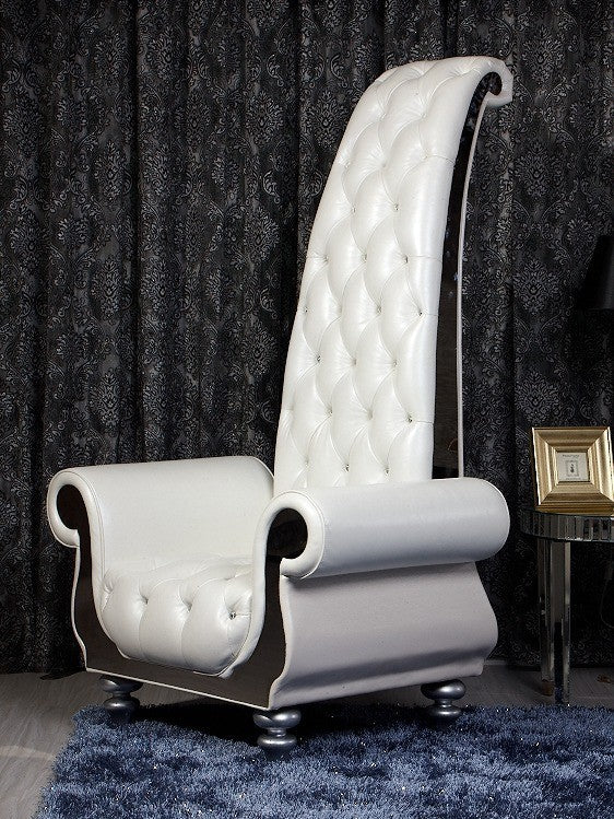 VIG Furniture Divani Casa Luxe - Neo-Classical Pearl White Italian Leather Tall Chair VGKND6032