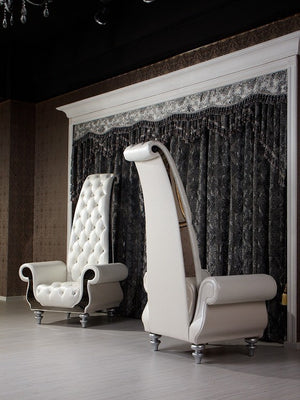 VIG Furniture Divani Casa Luxe - Neo-Classical Pearl White Italian Leather Tall Chair VGKND6032