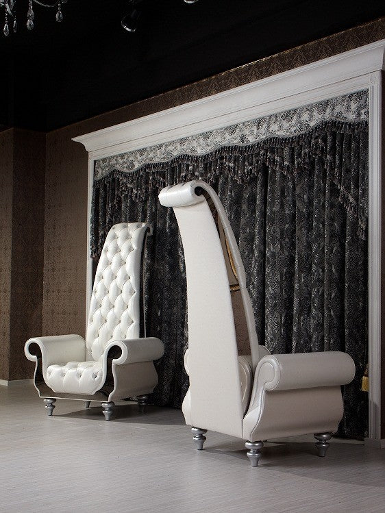 VIG Furniture Divani Casa Luxe - Neo-Classical Pearl White Italian Leather Tall Chair VGKND6032