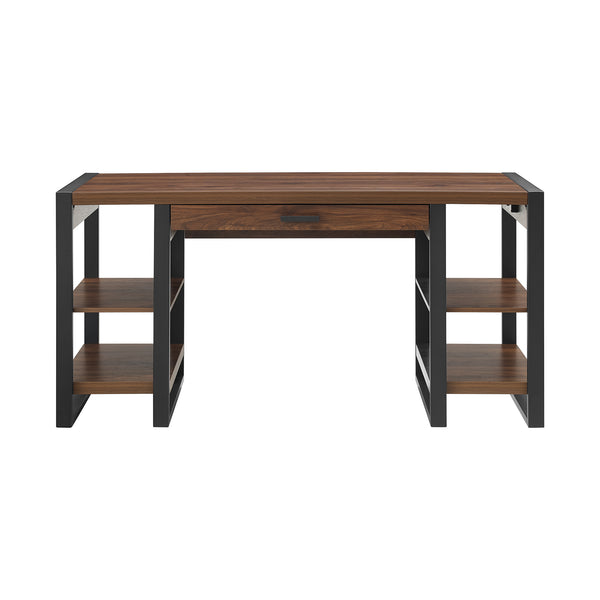 60" Wood Computer Desk Dark Walnut