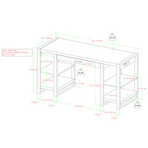 60" Wood Computer Desk Dark Walnut