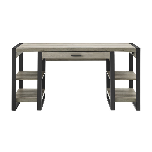 60" Wood Computer Desk Grey Wash