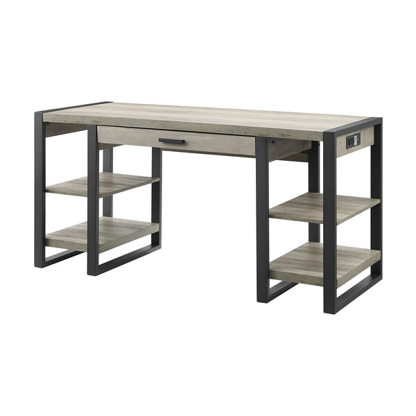 60" Wood Computer Desk Grey Wash
