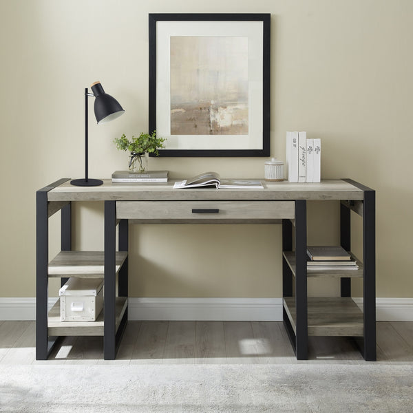 60" Wood Computer Desk Grey Wash