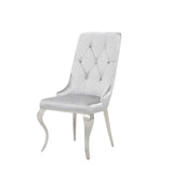 Ulysses Gray Button Tufted, Ring Back Dining Chair - Set of 2