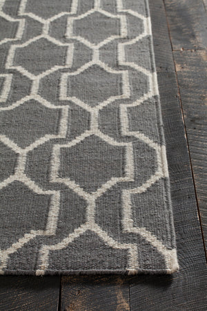 Chandra Rugs Dacio 100% Wool Hand-Woven Thick Flatweave Rug Grey/ White 7'9 x 10'6