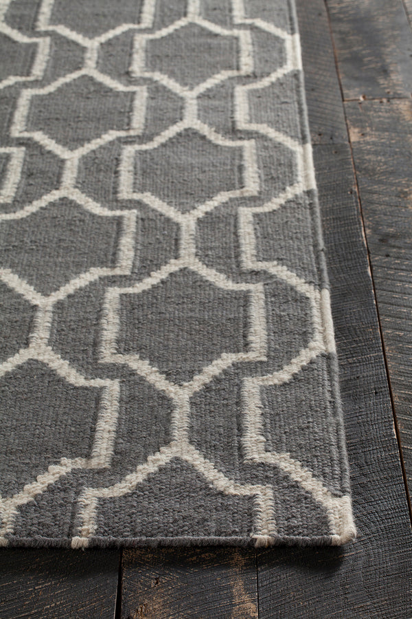 Chandra Rugs Dacio 100% Wool Hand-Woven Thick Flatweave Rug Grey/ White 7'9 x 10'6