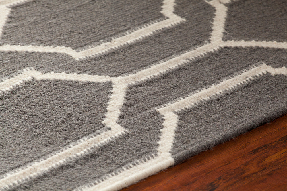 Chandra Rugs Dacio 100% Wool Hand-Woven Thick Flatweave Rug Grey/ White 7'9 x 10'6