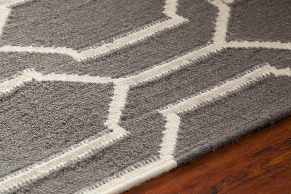 Chandra Rugs Dacio 100% Wool Hand-Woven Thick Flatweave Rug Grey/ White 7'9 x 10'6