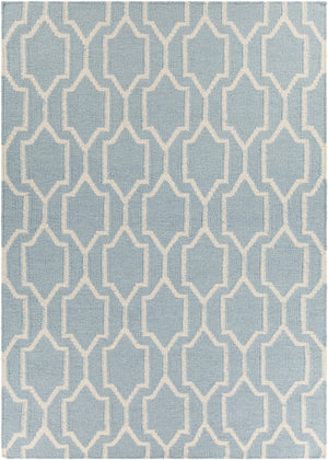 Chandra Rugs Dacio 100% Wool Hand-Woven Thick Flatweave Rug Blue/ White 7'9 x 10'6