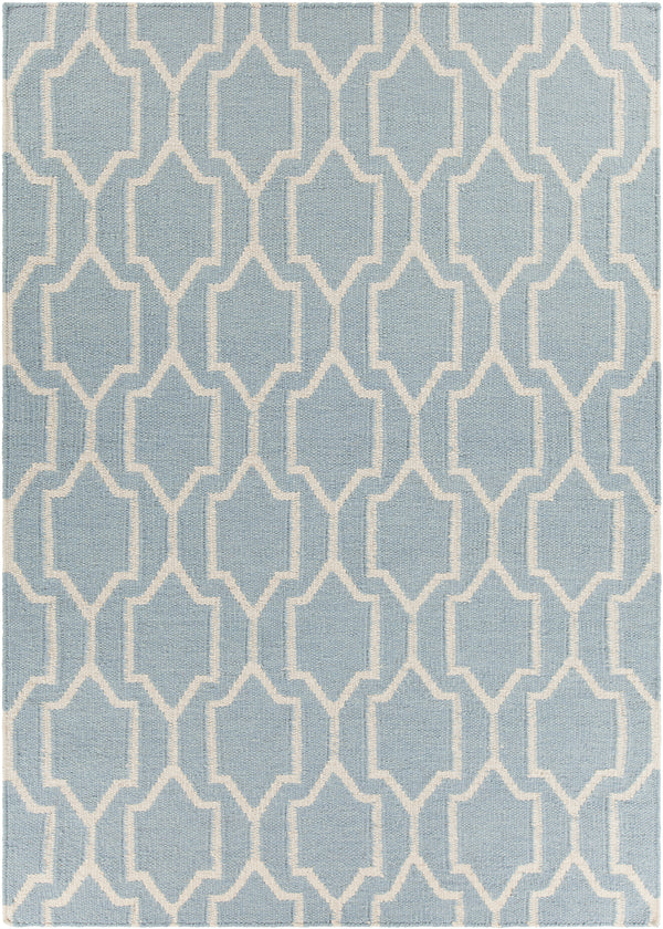 Chandra Rugs Dacio 100% Wool Hand-Woven Thick Flatweave Rug Blue/ White 7'9 x 10'6