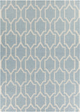 Chandra Rugs Dacio 100% Wool Hand-Woven Thick Flatweave Rug Blue/ White 7'9 x 10'6
