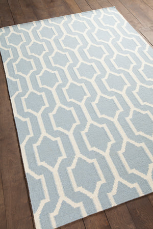 Chandra Rugs Dacio 100% Wool Hand-Woven Thick Flatweave Rug Blue/ White 7'9 x 10'6