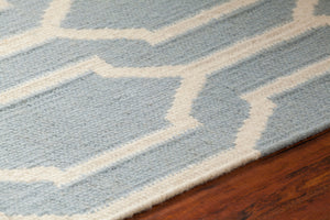 Chandra Rugs Dacio 100% Wool Hand-Woven Thick Flatweave Rug Blue/ White 7'9 x 10'6