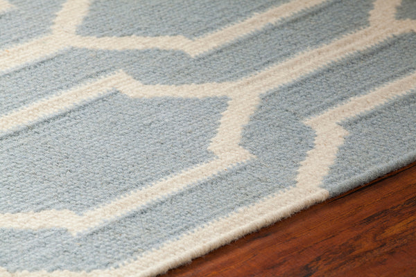Chandra Rugs Dacio 100% Wool Hand-Woven Thick Flatweave Rug Blue/ White 7'9 x 10'6