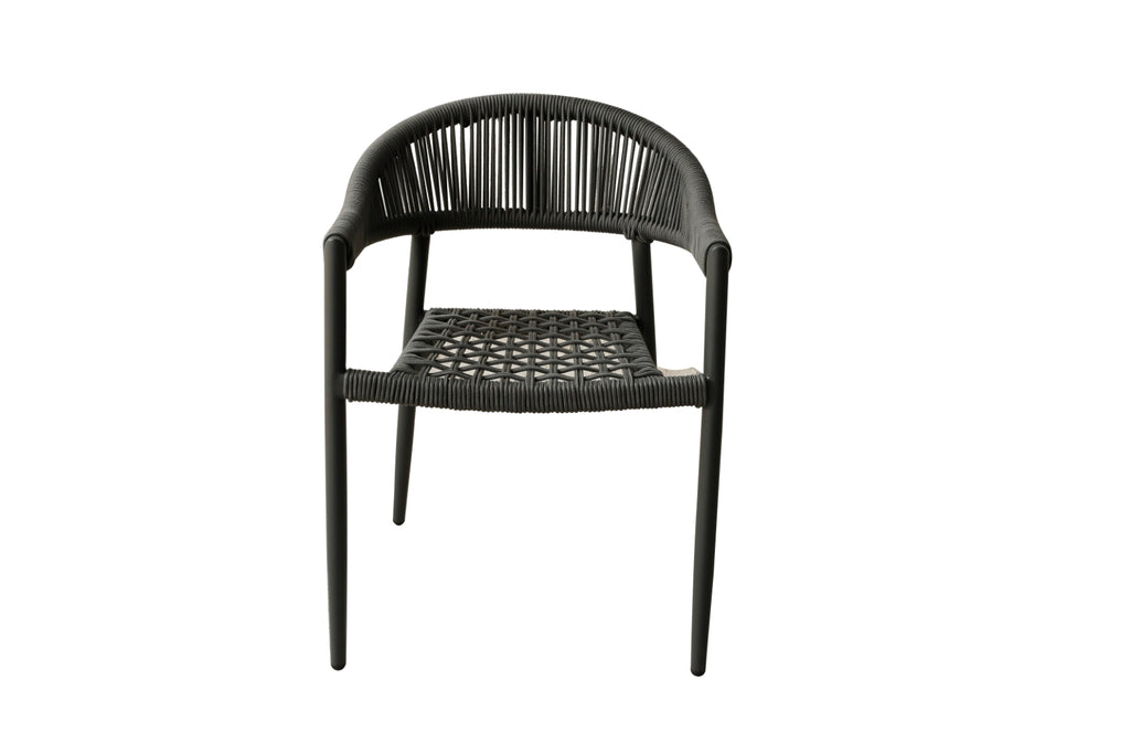 Leyla Indoor/Outdoor Dining Armchair, Aluminium In Gray, 6Mm Oifen Rope Seat And Back In Gray, S...