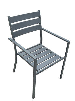 Denver Indoor/Outdoor Dining Armchair, Aluminium In Gray, Stackable