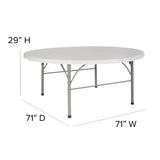 English Elm EE1696 Classic Commercial Grade Round Plastic Folding Table Granite White EEV-13222