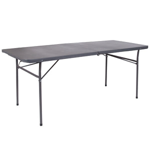 English Elm EE1734 Classic Commercial Grade Rectangular Plastic Folding Table Dark Gray EEV-13271