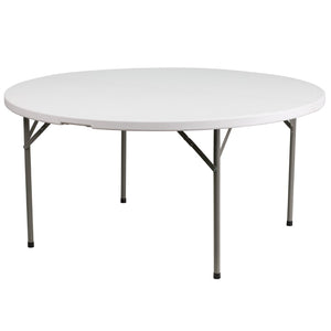 English Elm EE1735 Classic Commercial Grade Round Plastic Folding Table Granite White EEV-13274
