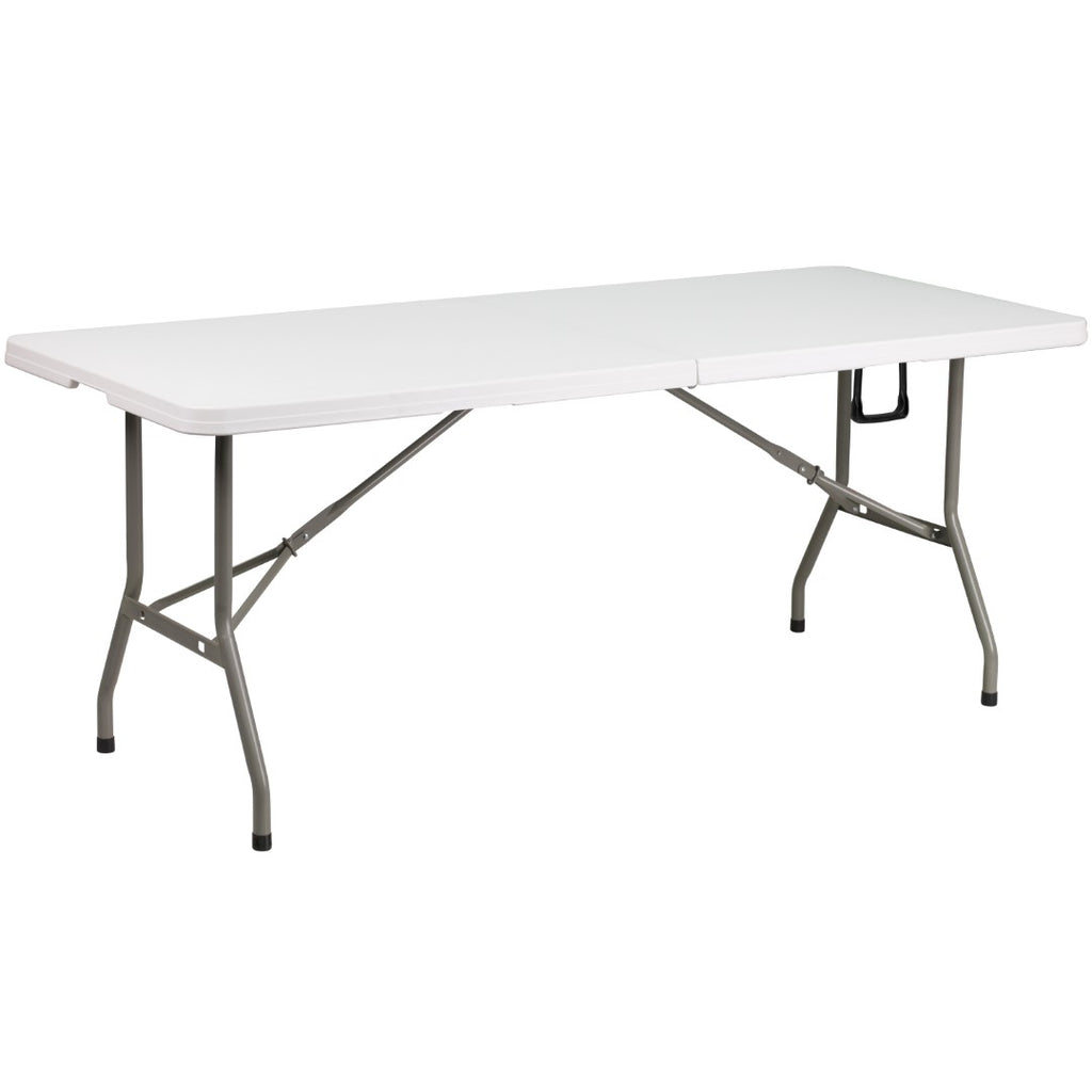 English Elm EE1734 Classic Commercial Grade Rectangular Plastic Folding Table Granite White EEV-13273