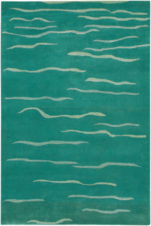 Chandra Rugs Daisa 100% Wool Hand-Tufted Contemporary Rug Aqua/Cream/Grey 7'9 x 10'6