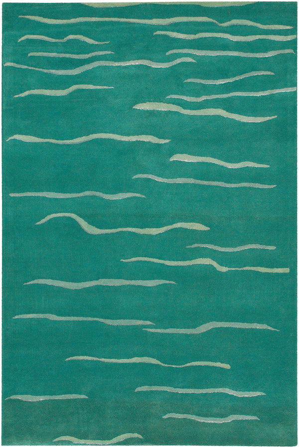 Chandra Rugs Daisa 100% Wool Hand-Tufted Contemporary Rug Aqua/Cream/Grey 7'9 x 10'6