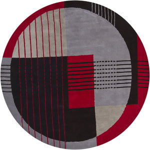 Chandra Rugs Daisa 100% Wool Hand-Tufted Contemporary Rug Red/Black/Grey 7'9 Round